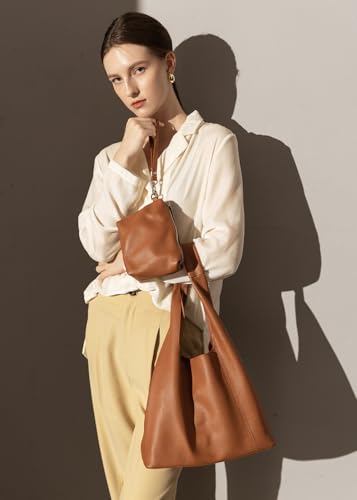 Image of Genuine Leather Hobo Tote Bag for Women