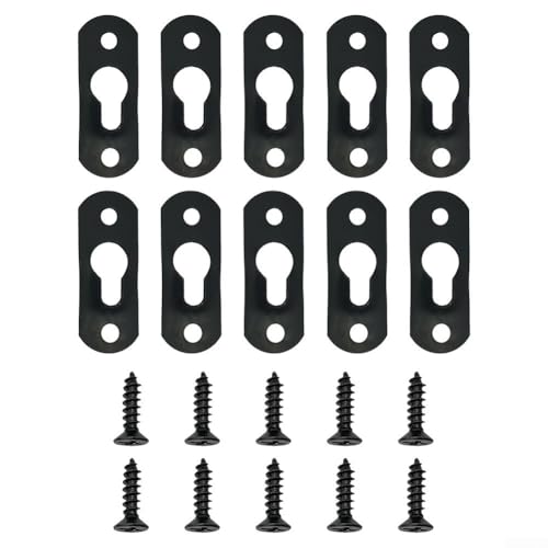 Lot de 30 paires de crochets avec trou de serrure pour accrocher des cadres photo, fixations noires très résistantes, avec vis supplémentaires