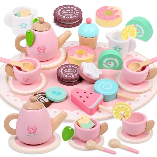 Wooden Tea Set for Toddlers Pretend Play Tea Set Birthday Gift for Girls