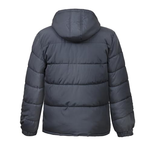Image of Men's Hooded Puffer Jacket Down Alternative Lightweight Warm Coat Stand Collar Winter Insulated Quilted Coat