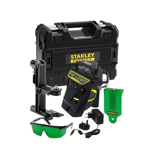 Stanley FatMax multilinjelaser X3 grön FMHT1-77356 (3x 360° korslinjelaser, med grön diod, för inomhus- och utomhusbruk, självutjämnande IP54, inklusive tillbehör, laddare och förvaringslåda)