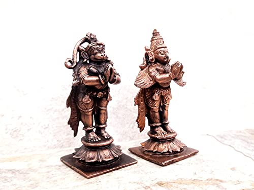 Image of Copper Standing Garudar and Hanuman Idol 3.1 in | 360g