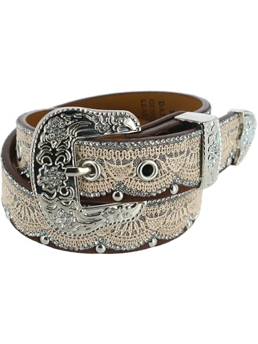 M&F Western 1.25" Lace Overlay Belt Brown/Tan SM3