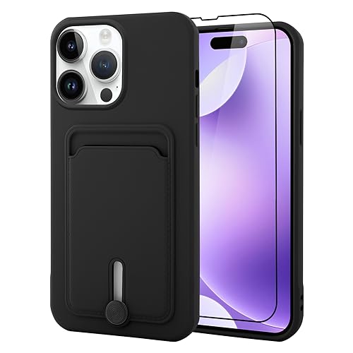 MZELQ Compatible with iPhone 15 Pro Max Case Card Holder -Black