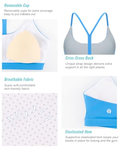 Image of RUNNING GIRL Sports Bras for Women,Y-Back Medium Support Workout Sports Bra Padded Racerback Supportive Bras Push up(WX3048 Bright Blue XL)