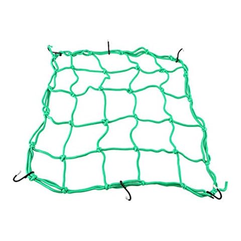 UUOUU 15"x15" Motorcycle Cargo Net Green Nylon Cargo Storage Mesh Net with 6 Adjustable Hooks Cover