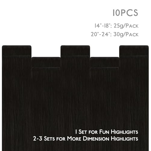 Image of WENNALIFE Invisi Edge Tape in Hair Extensions Human Hair,#1B,22 Inch | 22 Inch 30g 10pcs Natural Black Invisi Remy Hair tensions Natural Seamless Injected Tape Straight tensiones
