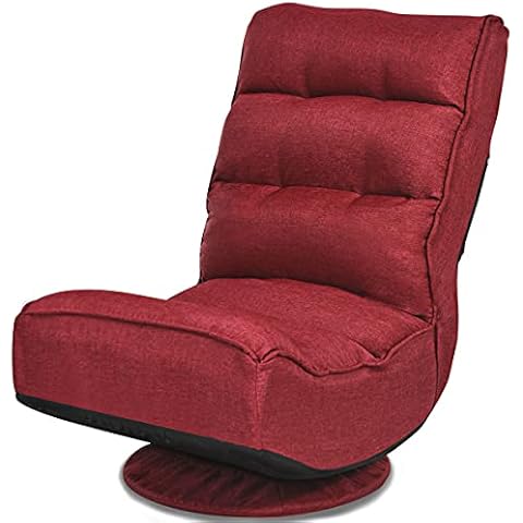 COSTWAY Silla de Suelo con Respaldo Ajustable y Base Giratoria 360° Cover