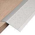Hrokz 4 inch Floor Transition Strip Threshold Ramp Aluminum, 36'' Thresholds Reducer for Doorways Wheelchair Tile Wood Floors, Extra Wide Metal Silver Entry Door Edge Trim Flute