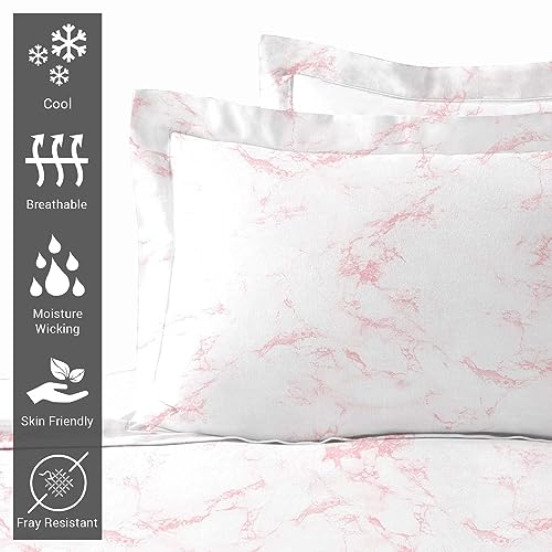 Pizuna Cotton Carrara Marble Pink Print Standard Pillow Cases 2 Pack - Image 2