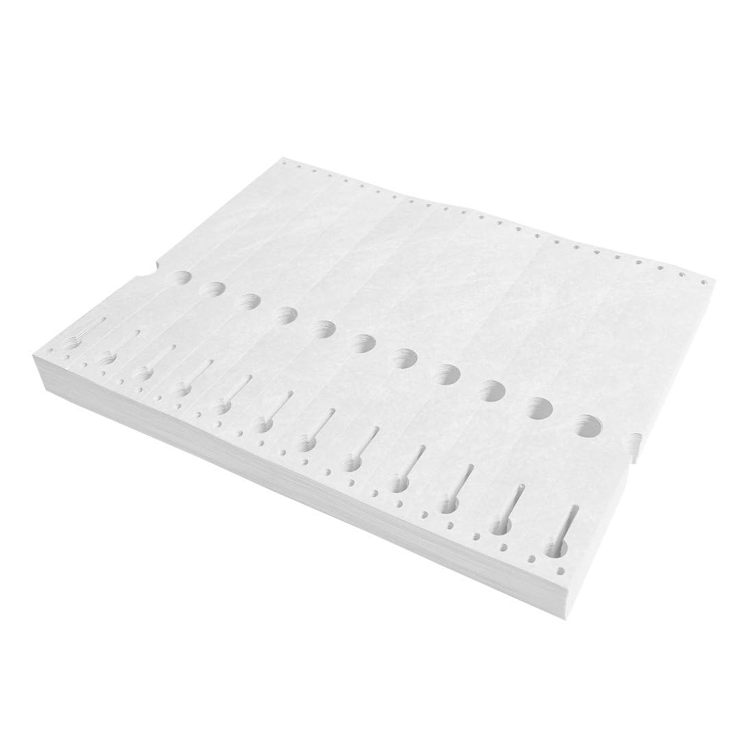 Étiquettes à boucle blanches Tyvek pliées zigzag - 220 x 25,4 mm- pour imprimante matricielle - 1000 étiquettes