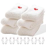 iwhgrmp Fuzzy Socks Heart Shaped 3,6 Pairs Winter Cozy Warm Socks for Women Indoor Comfy Home Sleeping Floor Socks (6Pairs-White)