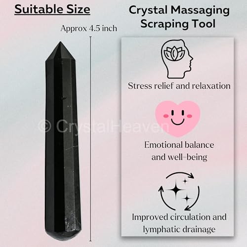 Image of Black Tourmaline Crystal Wand - Pointed Crystal Wand for Energy Healing, Chakra Balancing, Meditation and Home Decor - Crystals and Healing Stones for Gift