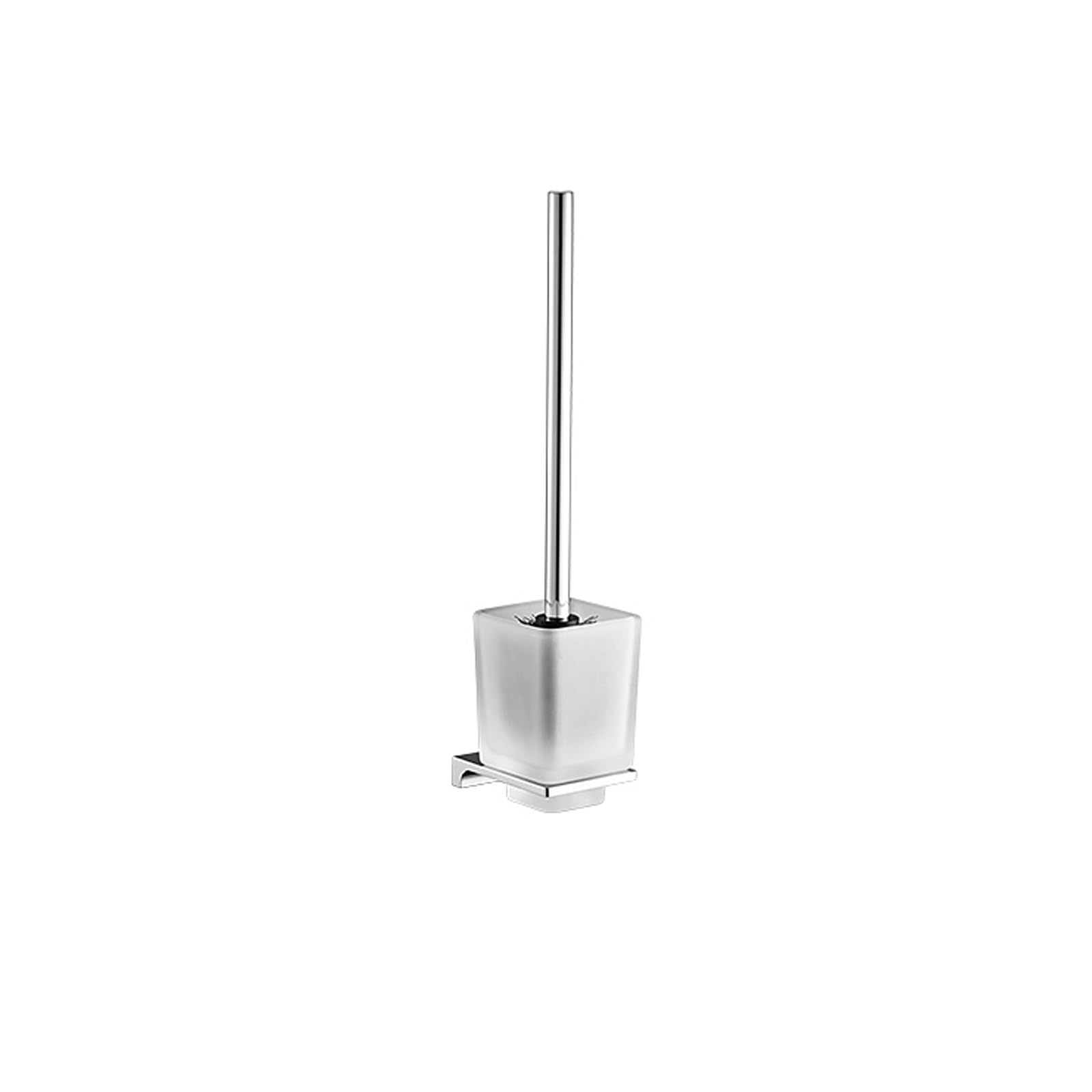 Juego de escobilla y Soporte for Inodoro, escobilla de Inodoro de Pared con Mango Largo, escobilla de baño de latón for Ahorrar Espacio.(Silver)