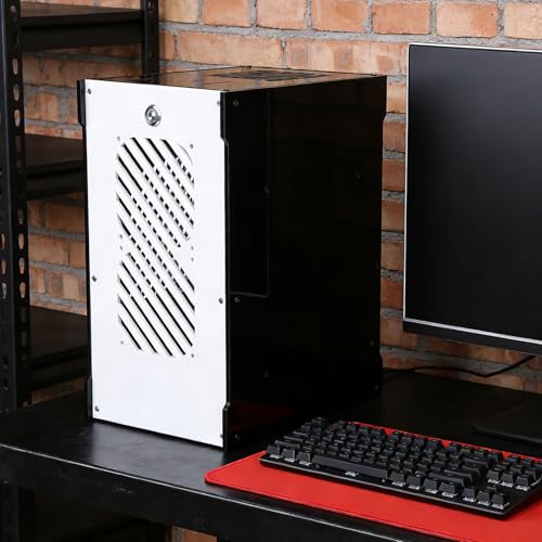 Gabinete PC Mini ITX Bewinner de 10,5 L con chasis acrílico portátil, compatible con fuentes SFX/SFX-L, soporta 4 SSD de 2,5" y GPU de hasta 180 mm, ventilación 360° para refrigeración óptima miniatura 3