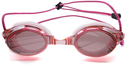 Image of Anti Fog Racing Swimming Goggles with Quick Adjust Bungee Strap (Pink Mirrored)