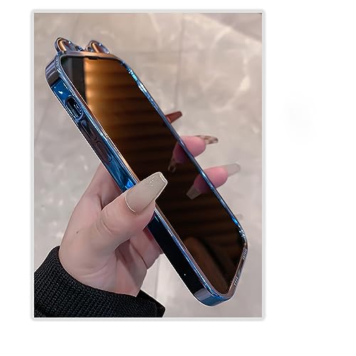 Coque d'oreille d'ours en diamant pour iPhone 14 Plus étui silicone transparent noir souple