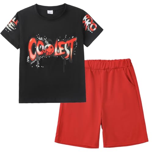 Image of Yoxindax Boys Clothes 2-Piece Casual Street Style Turn-Down Collar Half Zip Kids 4-12 Years Teen Boys Summer Outfits