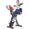 Tidoin Black Steel Foldable Magnetic Upright Exercise Bike With Heart Rate And LCD Monitor