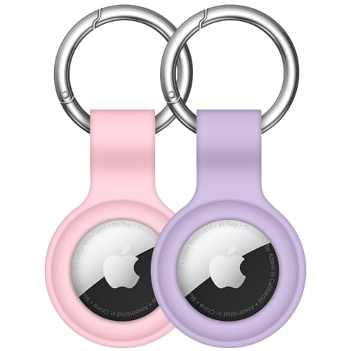 【2 unidades】 Linsaner compatível com capa de chaveiro AirTag porta-etiquetas de silicone AirTags por