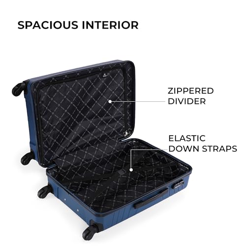 Image of Stony Brook by Nasher Miles Crescent Hard-Sided Polypropylene Check-in Luggage Navy Blue 24 inch |65cm Trolley Bag