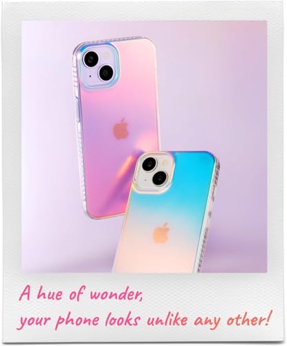 Image of DIZORO Compatible with iPhone 15 Plus Case Fluorescent Iridescent Matte Designed Premium Designer Lightweight Mobile Accessories for Women Girls Scratch Resistant Shockproof Case Hard PC 6.7 inches