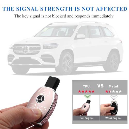 Image of Creativity for Mercedes Benz key cover and keychian (Pink Combination)