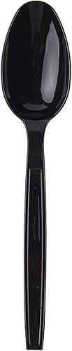 Miniatura 7 de Cucharas de plástico desechables empaquetadas individualmente, color negro, 7 pulgadas, para llevar comercial, masa súper dura, pesada envuelta
