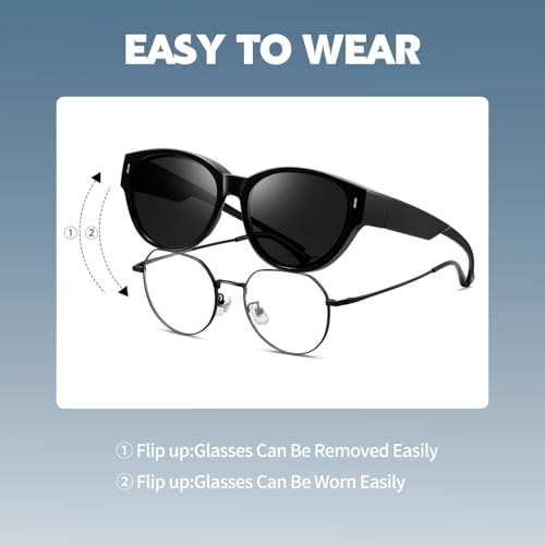 Polarized Sunglasses Fit Over Glasses for Men Women, Oversized Square Sun Glasses UV400 Protection Shades4