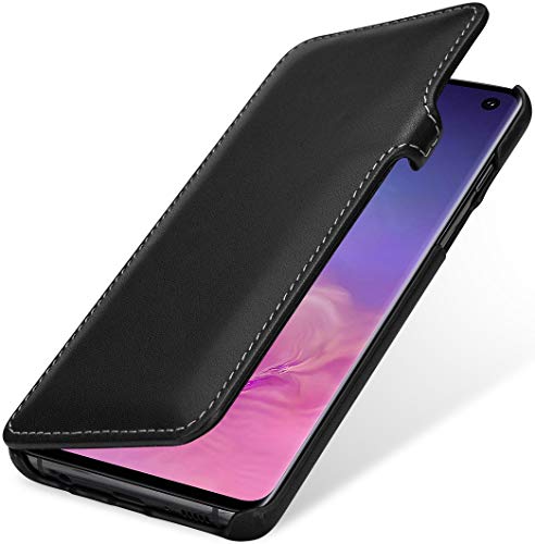 StilGut - Funda de Piel Book Type Compatible con Samsung Galaxy S10, napa Negro con Clip