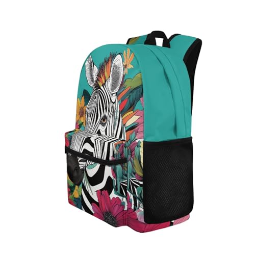 AmzPrint Girls Zebra Backpack Oversized Print Fashion Large Capacity Travel Bag Vintage Lightweight Casual Beige Bookbag2