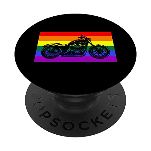 Motorrad Biker Gay Pride Flagge Regenbogen LGBTQ Queer PopSockets mit austauschbarem PopGrip