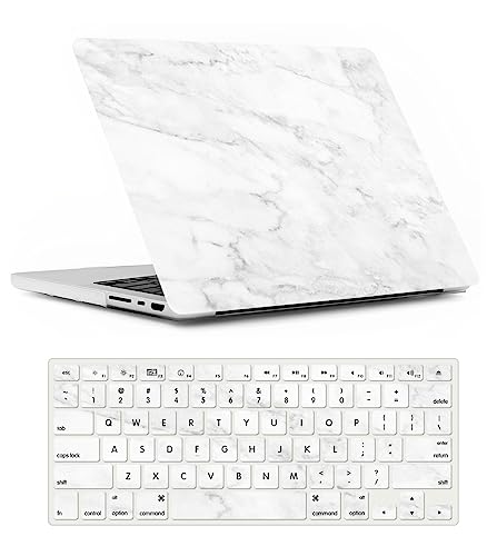 Coque MacBook Pro 16 rigide premium marbre blanc étui luxe pour modèle A2780 A2485