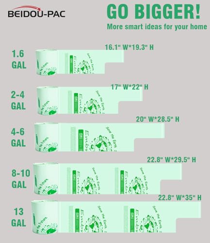Beidou-Pac 100% Compostable Trash Bags, 3 Gallon Compost Bags Small Kitchen Trash Bags With Handle, 100 Count Sturdy Biodegradable Garbage Bags Food Scrap Waste Bags thumb #7