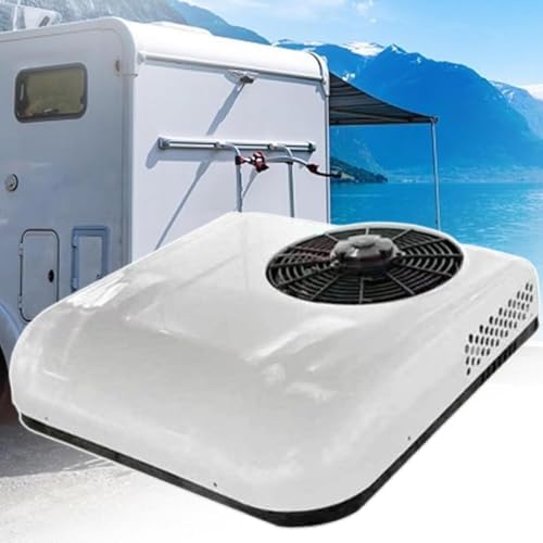850W Rooftop RV Air Conditioner - 12V/24V Cool & Heat AC Unit for Campers, Vans, Golf Carts, Excavators, Caravans, Buses - 450m³/h Airflow, White Cool12V