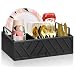 Rustic Wood Paper Plate Dispenser & Utensil Caddy - 6-Compartment Kitchen Counter Organizer - View #2