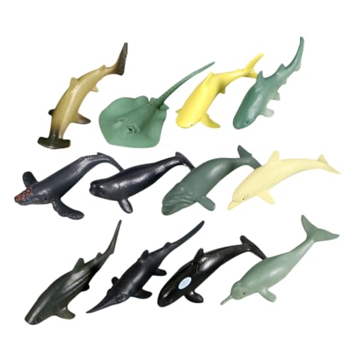 TEHAUX 12個 チュア海洋生物模型 リアルな海の生き物フィギュア プラスチック製 耐久性あり 写真撮影用小道具 お子様向け飾り物インテリア