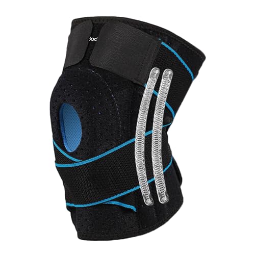 BODIVITALS Knee Brace for Women & Men | Adjustable Knee Brace for Women | Knee Compression Sleeve for Knee Pain Relief | Knee Brace with Side Stabilizers | Knee Support for Weightlifting (Blue)