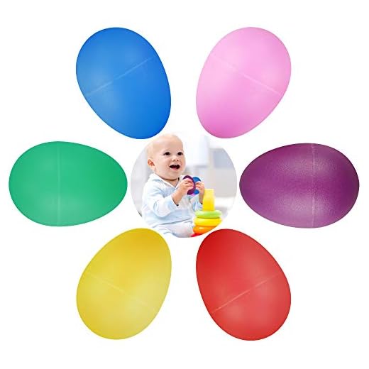 Chudian 24pcs Huevos de Maracas，Juego de Shaker de Huevo Huevos de Pascua de Plástico Maracas de Huevo para Niños Bebes Huevo para Educación Musical Temprana (6 Colores)
