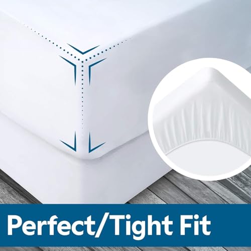 Image of Guardmax Heavy Gauge Vinyl Cot Size Mattress Protector - Waterproof & Dust Proof Mattress Cover with Stretchable Pockets - Soft, Comfortable, & Noiseless Waterproof Fitted Sheet.(33 x 75 X 10)