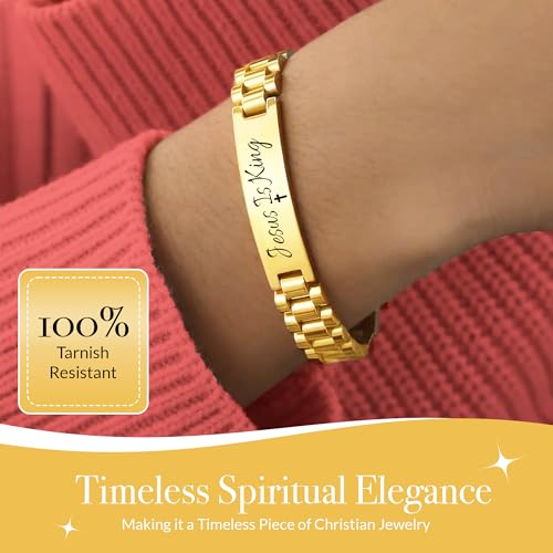 Matte Black Stainless Steel Cuban Link Bracelet - Adjustable with 'Jesus is King' Engraving faith based 1/2 Inch Wide, Includes Mini Tool4