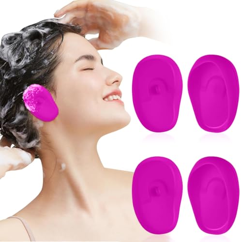 VisageVitalit Ohrenschutz für Friseure, 4 Stück Hairdressing Ear Protectors, Ohrenschützer Duschen, Wasserdicht, für Haarfärbemittel, Duschen, Baden, Zuhause, Salon (Lila)