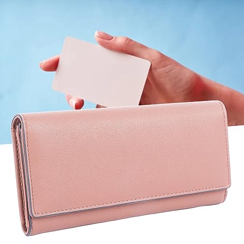 Bolsa de Moedas de Cartão Feminino, Carteira Feminina de Couro PU de Grande Capacidade, Costura Fina