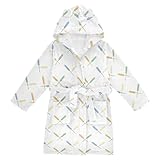 LI ZHI XIN Unisex Kinder Bademantel Morgenmantel Flanell Fleece Hoodie Robe FüR Jungen MäDchen Kappen Mit Taschen Verstellbarer GüRtel 2-12 Jahre Bunte Pflanzenmuster