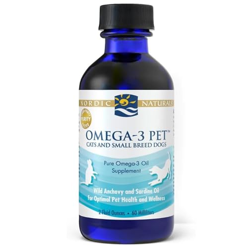 Nordic Naturals Omega-3 Pet, Omega 3 Fish Oil for Dogs and Cats - Wild Anchovy and Sardine Oil for Cats and Small Dog Breeds, 60ml, Soy Free, Gluten Free