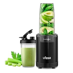 Ufesa BS2500 NutriBoom Smoothieblender, Single cup blender, Multifunctionele mini blender, 900W vermogen, voor Shakes & Smoothies, Incl. 6 Accessoires, Roestvrij stalen messen, BPA vrij,wit en grijs