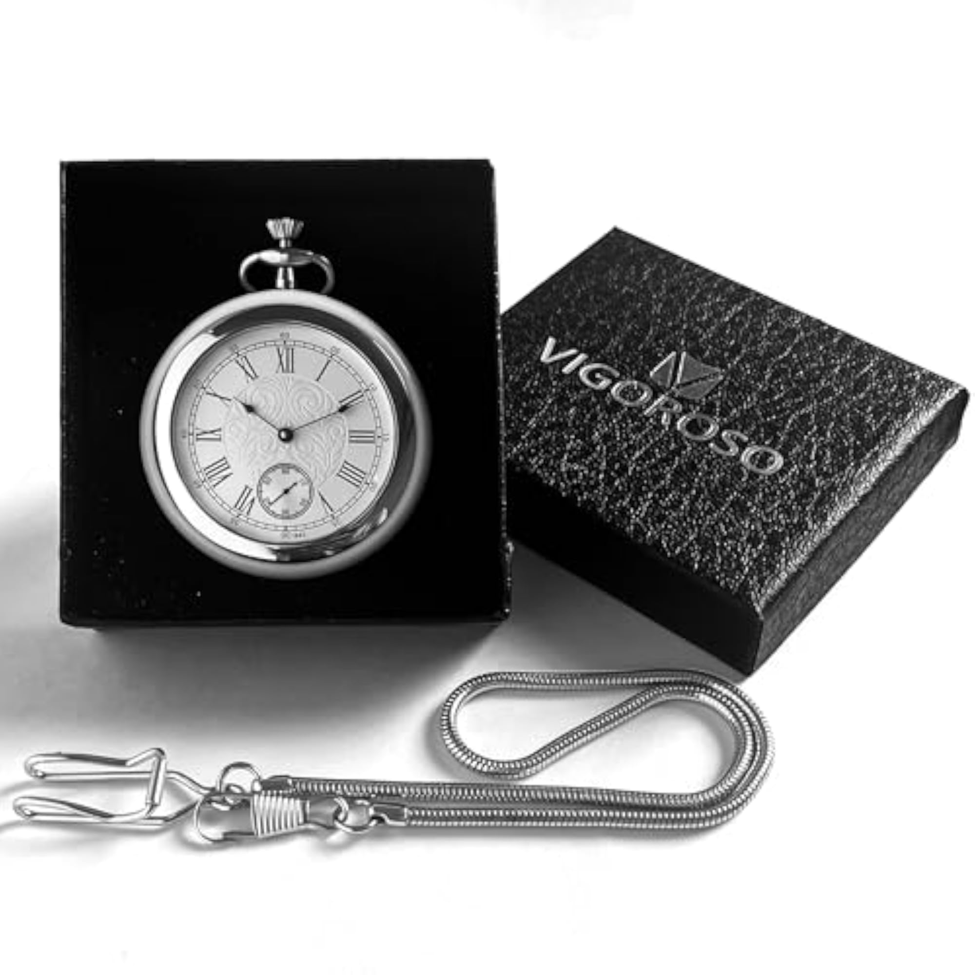 Luxury Stainless Steel Mechanical Pocket Watch for Men, Gift