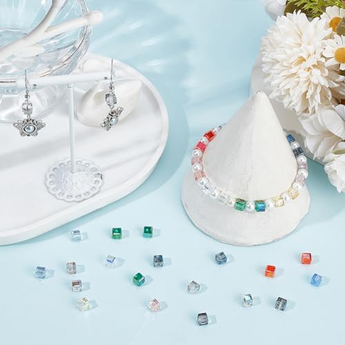 SUNNYCLUE 1 Box 200Pcs Mix Colors 6MM Square Glass Beads Cube Crystal Beads Clear Loose Colorful Faceted Transparent Spacer Bead for Jewellery Making Bead Assortments DIY Bracelets Necklace Crafts - Image 4