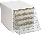 noxozoqm A4 Office Storage Box, Multi-Layer Storage Unit, Transparent Drawer File Cabinet(Color:White)