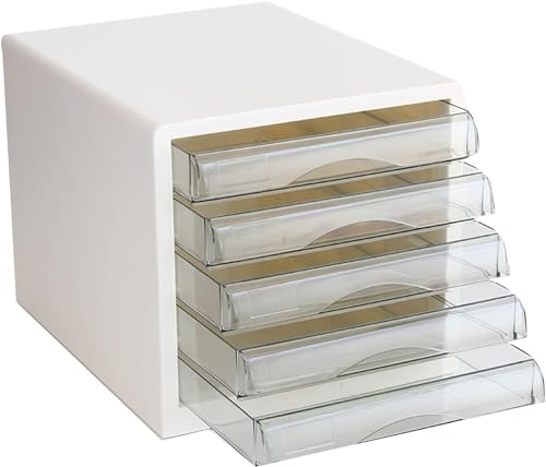 noxozoqm A4 Office Storage Box, Multi-Layer Storage Unit, Transparent Drawer File Cabinet(Color:White)